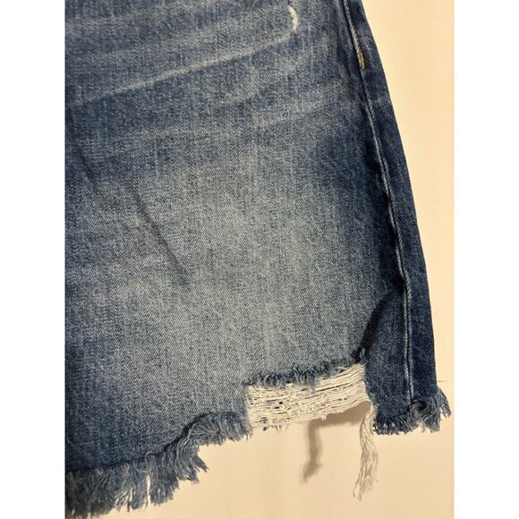 Madewell Denim Mini Skirt 30 Jean Blue Faded Distressed Aline Boho - Picture 3 of 8